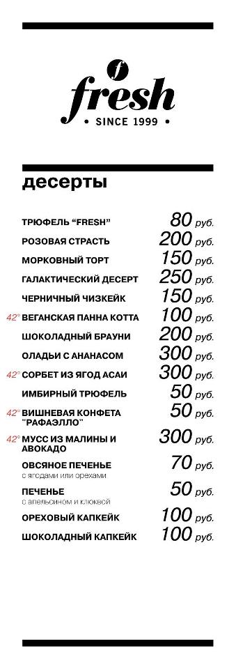 Новые десерты в ресторане «Fresh»